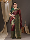 silk blend brown wovendesign designer saree with blouse piece 13pakhi1402