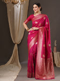 silk blend pink wovendesign designer saree with blouse piece 13pakhi1403