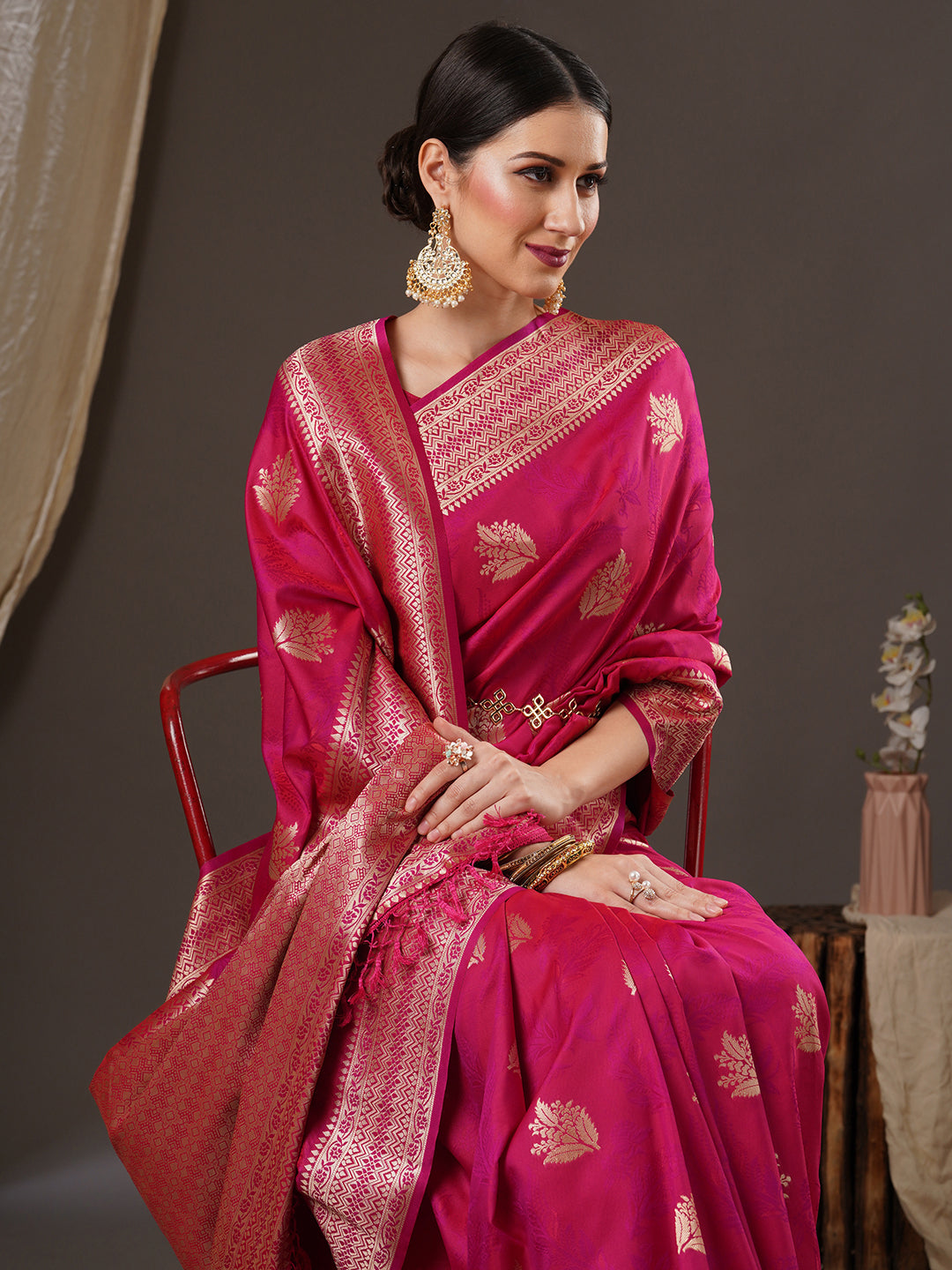 silk blend pink wovendesign designer saree with blouse piece 13pakhi1403