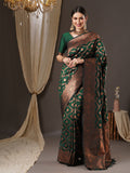 silk blend green wovendesign designer saree with blouse piece 13pakhi1410