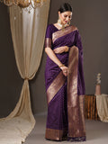 silk blend purple wovendesign designer saree with blouse piece 14pakhi1507a