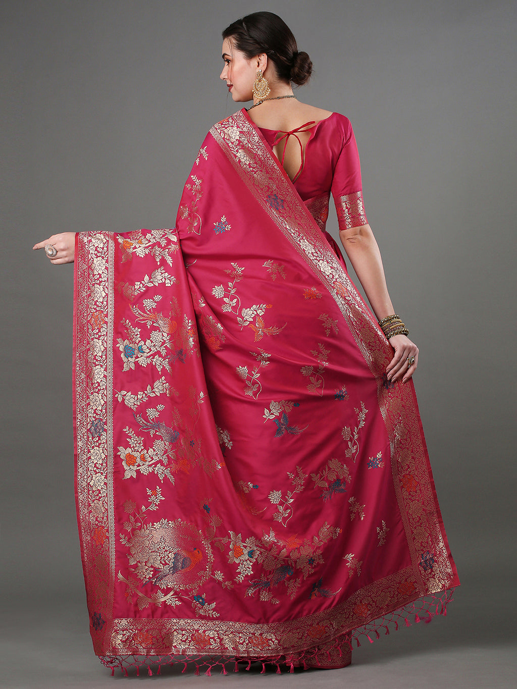 silk blend pink wovendesign designer saree with blouse piece 16pakhi1701