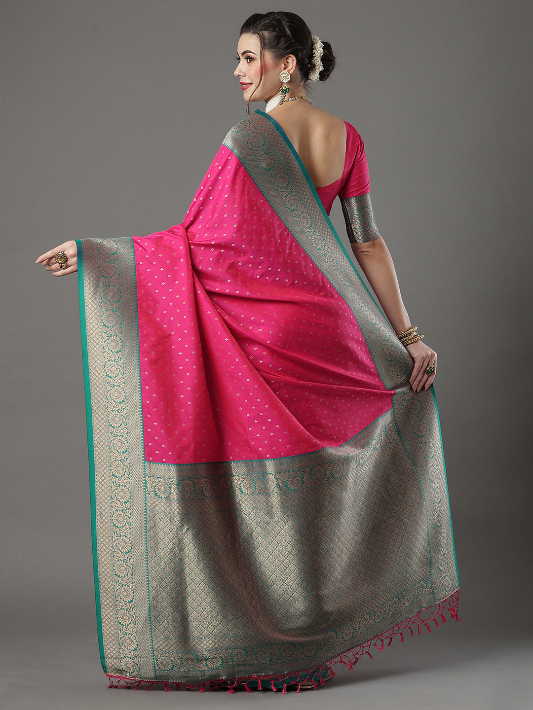 silk blend pink wovendesign designer saree with blouse piece 16pakhi1703