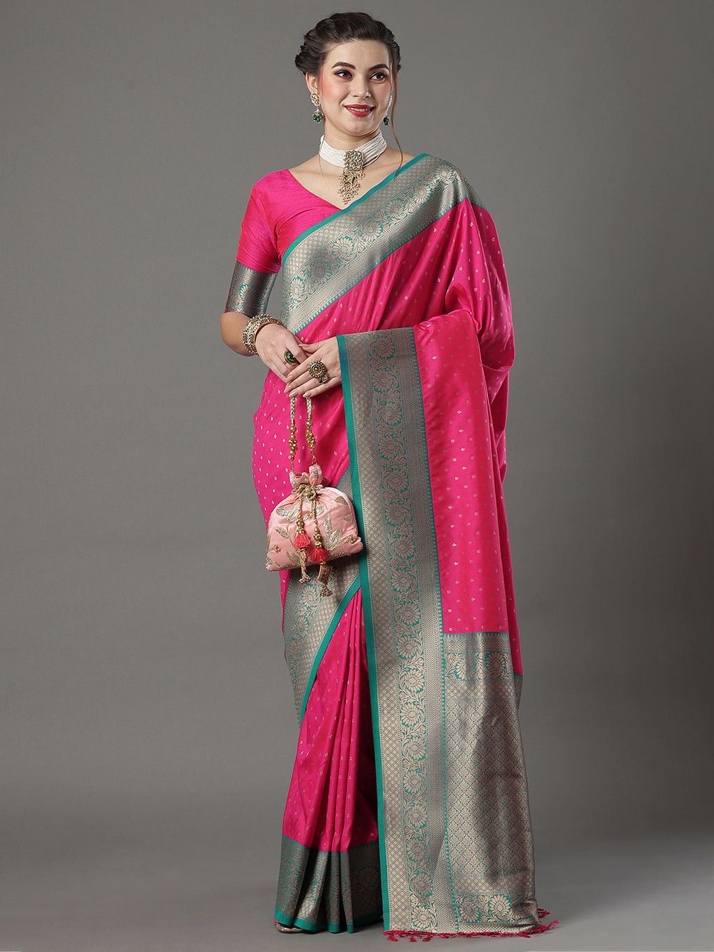 silk blend pink wovendesign designer saree with blouse piece 16pakhi1703