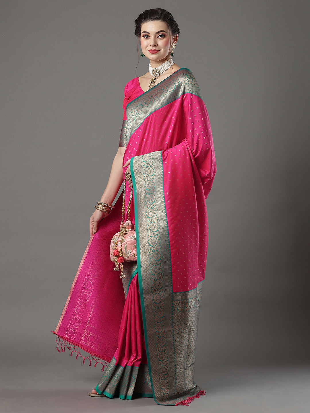 silk blend pink wovendesign designer saree with blouse piece 16pakhi1703