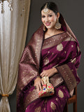 silk blend purple wovendesign designer saree with blouse piece 18pakhi1904