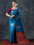 silk blend blue woven design designer saree with blouse piece 22pakhi2202