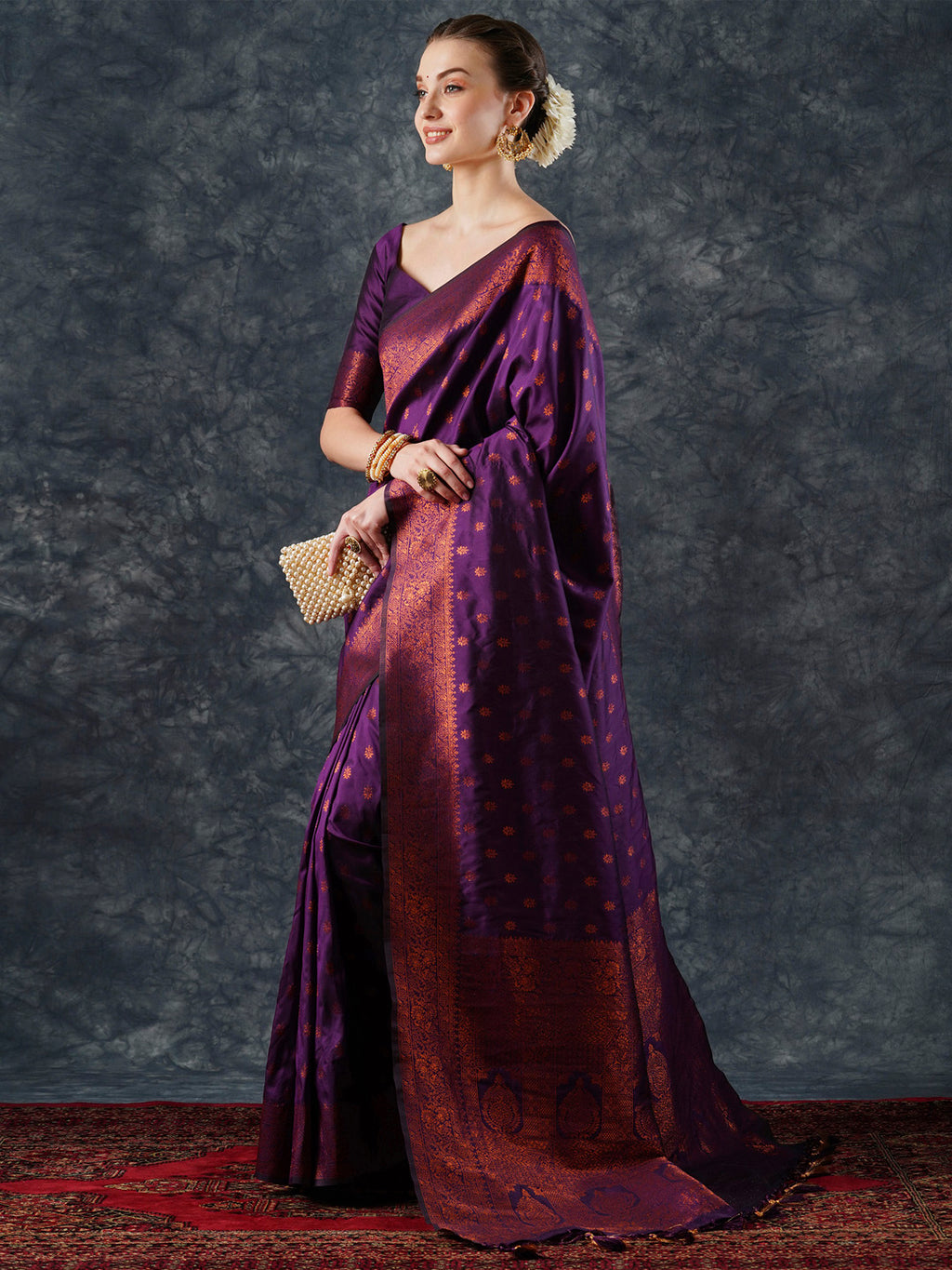 silk blend purple woven design designer saree with blouse piece 23pakhi2302