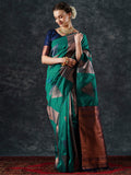 silk blend teal blue woven design designer saree with blouse piece 23pakhi2304