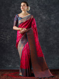 silk blend pink woven design designer saree with blouse piece 24pakhi2406