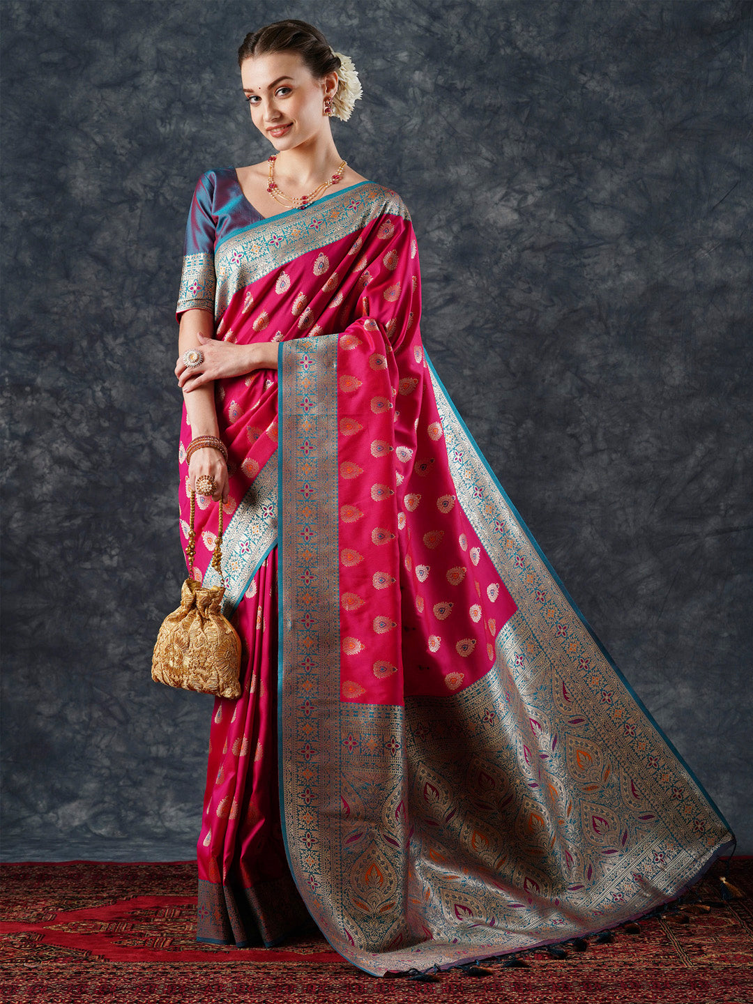 silk blend pink woven design designer saree with blouse piece 25pakhi2508
