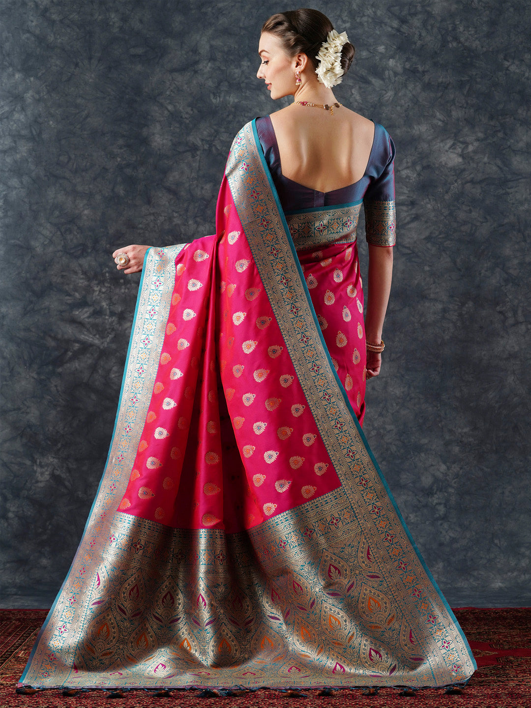 silk blend pink woven design designer saree with blouse piece 25pakhi2508