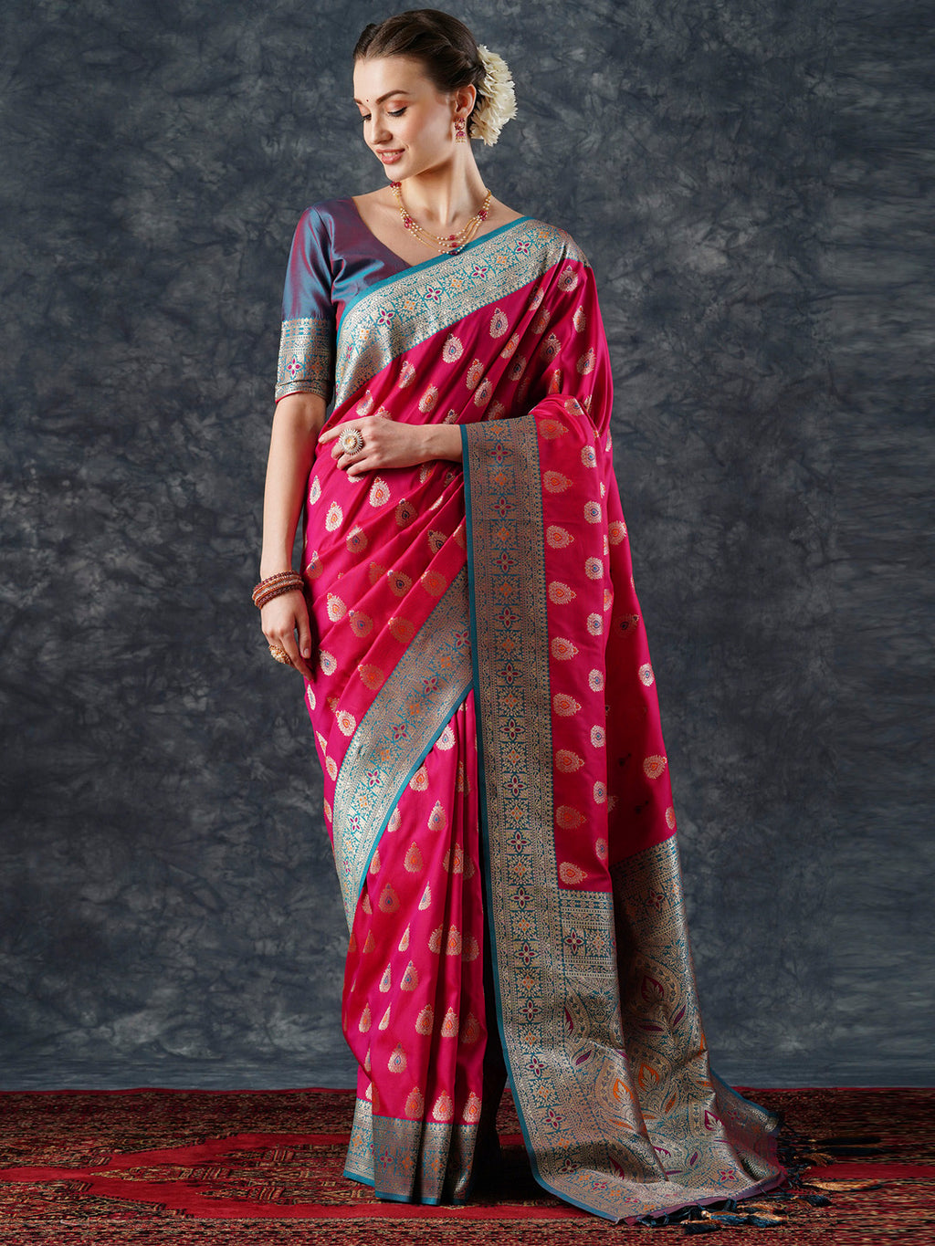 silk blend pink woven design designer saree with blouse piece 25pakhi2508