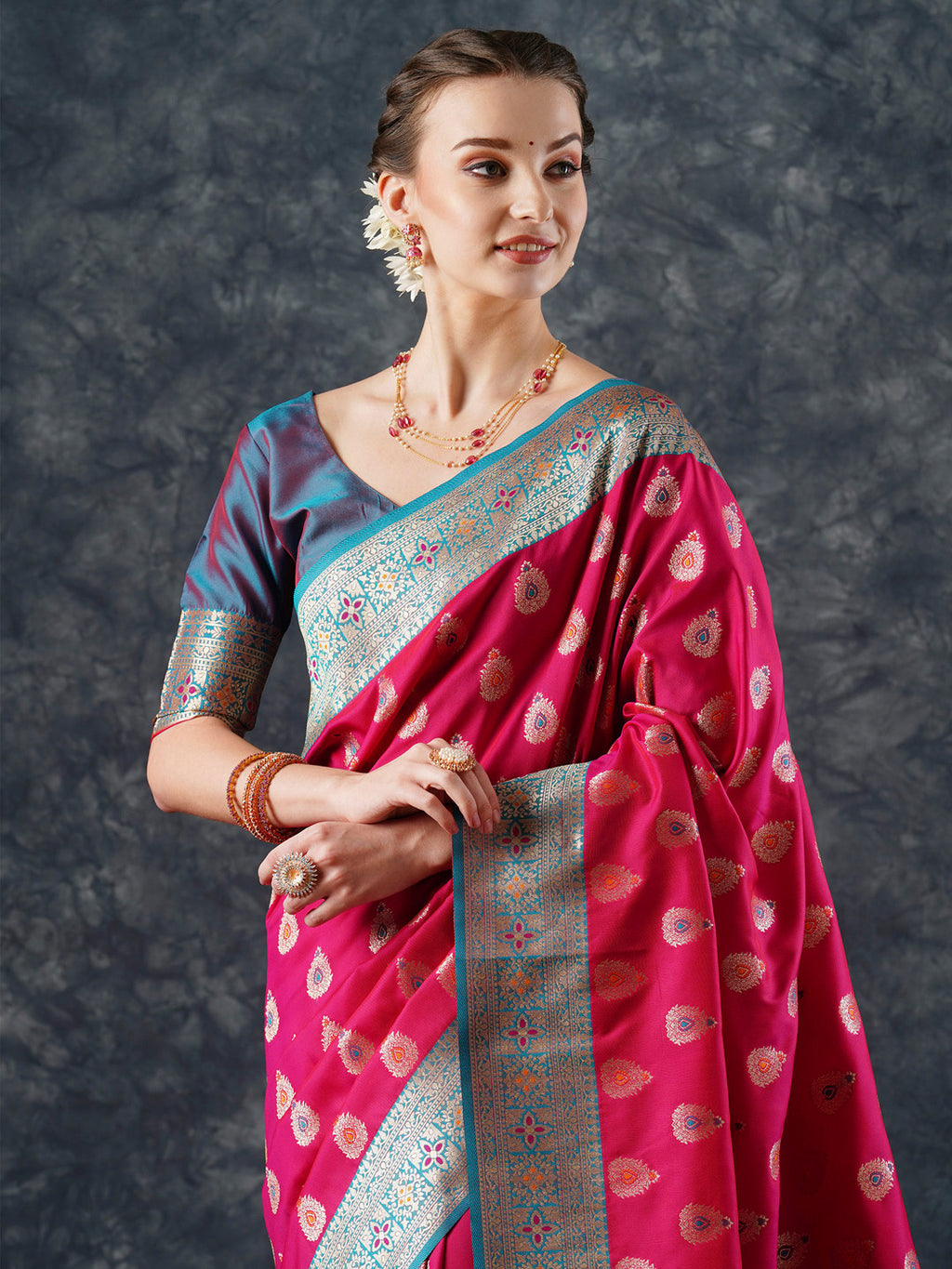 silk blend pink woven design designer saree with blouse piece 25pakhi2508