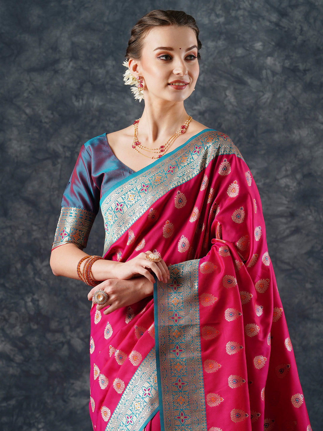 silk blend pink woven design designer saree with blouse piece 25pakhi2508