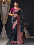 silk blend grey woven design designer saree with blouse piece 26pakhi2602