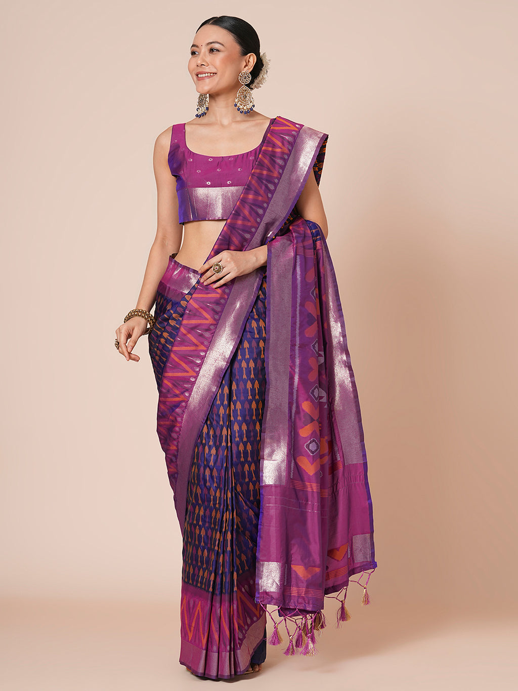 silk blend navy blue woven design designer saree with blouse piece 28pakhi2801