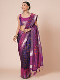 silk blend navy blue woven design designer saree with blouse piece 28pakhi2801