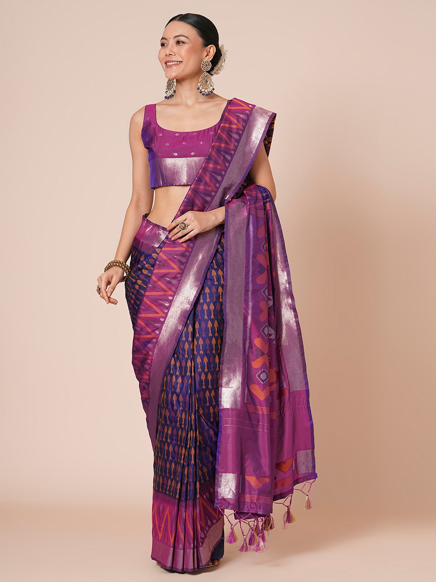 silk blend navy blue woven design designer saree with blouse piece 28pakhi2801