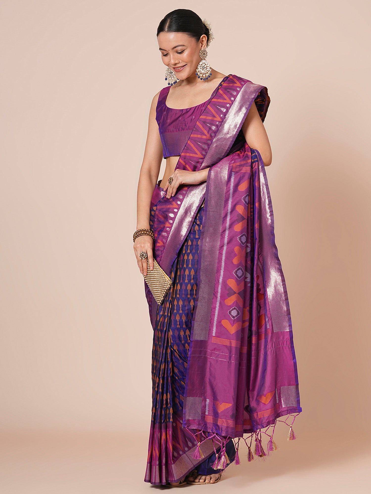 silk blend navy blue woven design designer saree with blouse piece 28pakhi2801