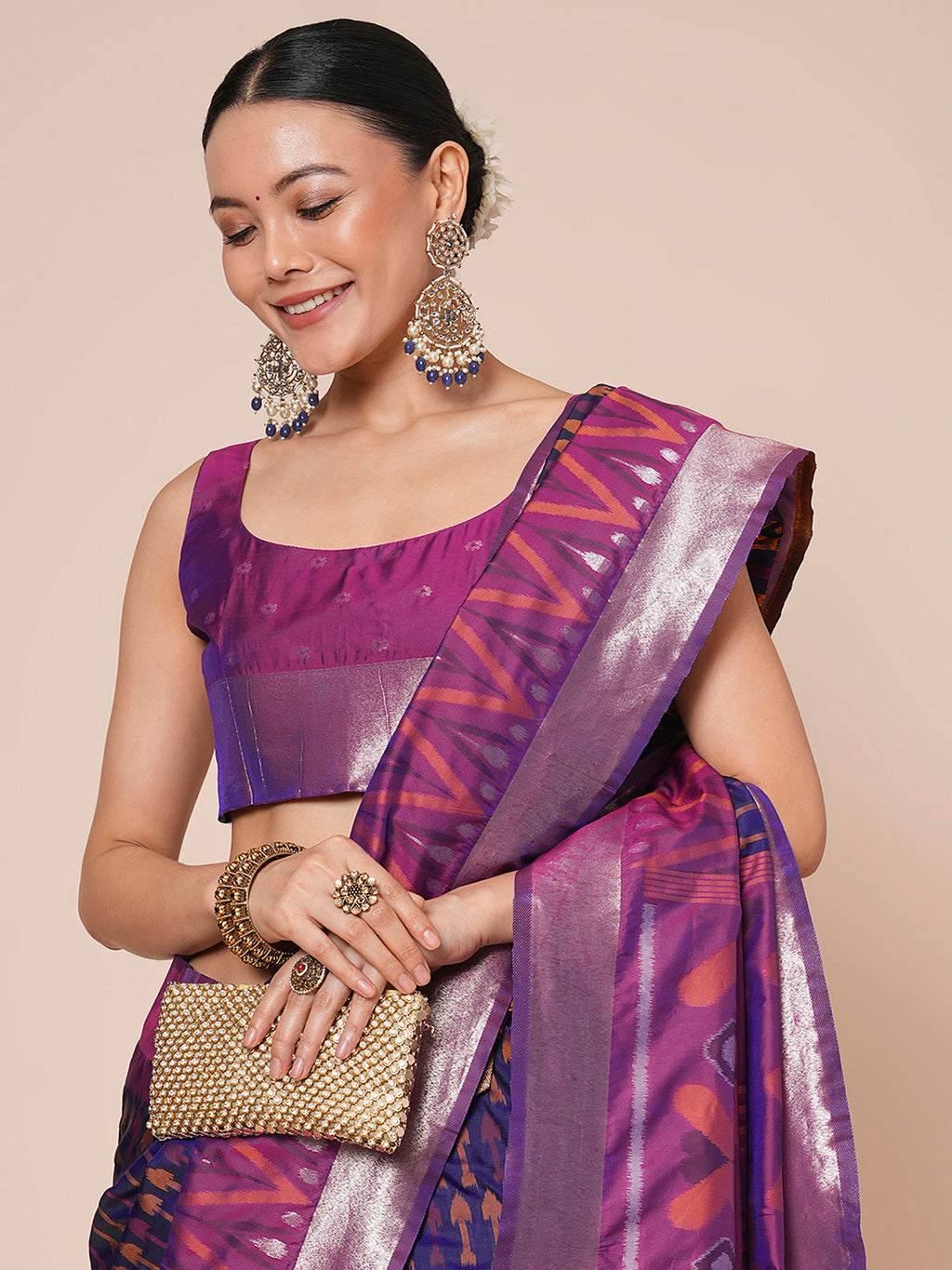 silk blend navy blue woven design designer saree with blouse piece 28pakhi2801