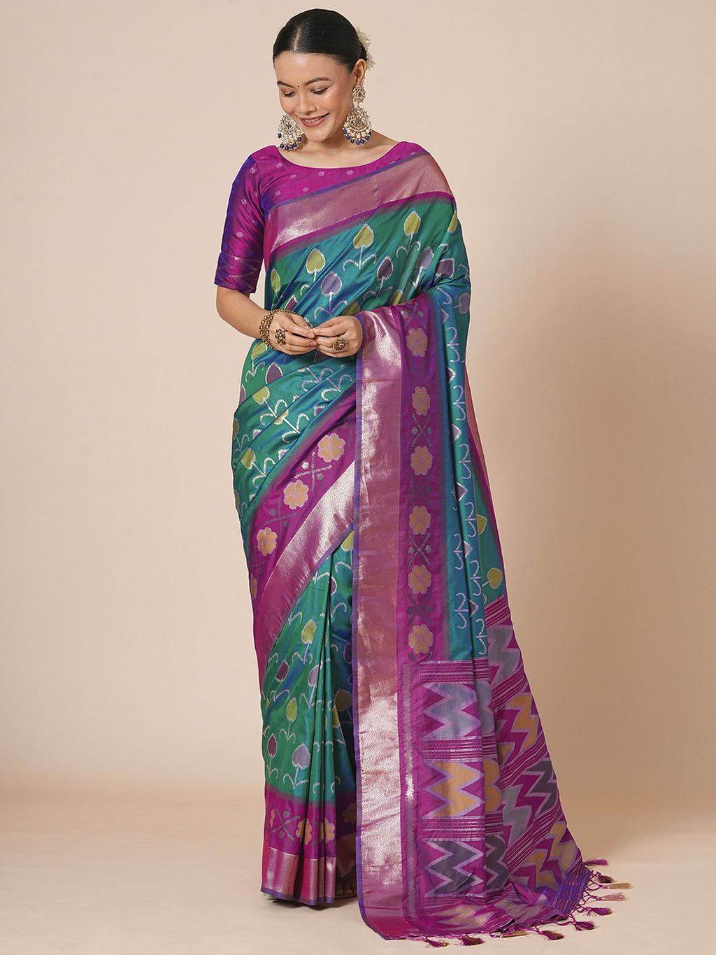 silk blend teal blue woven design designer saree with blouse piece 28pakhi2803