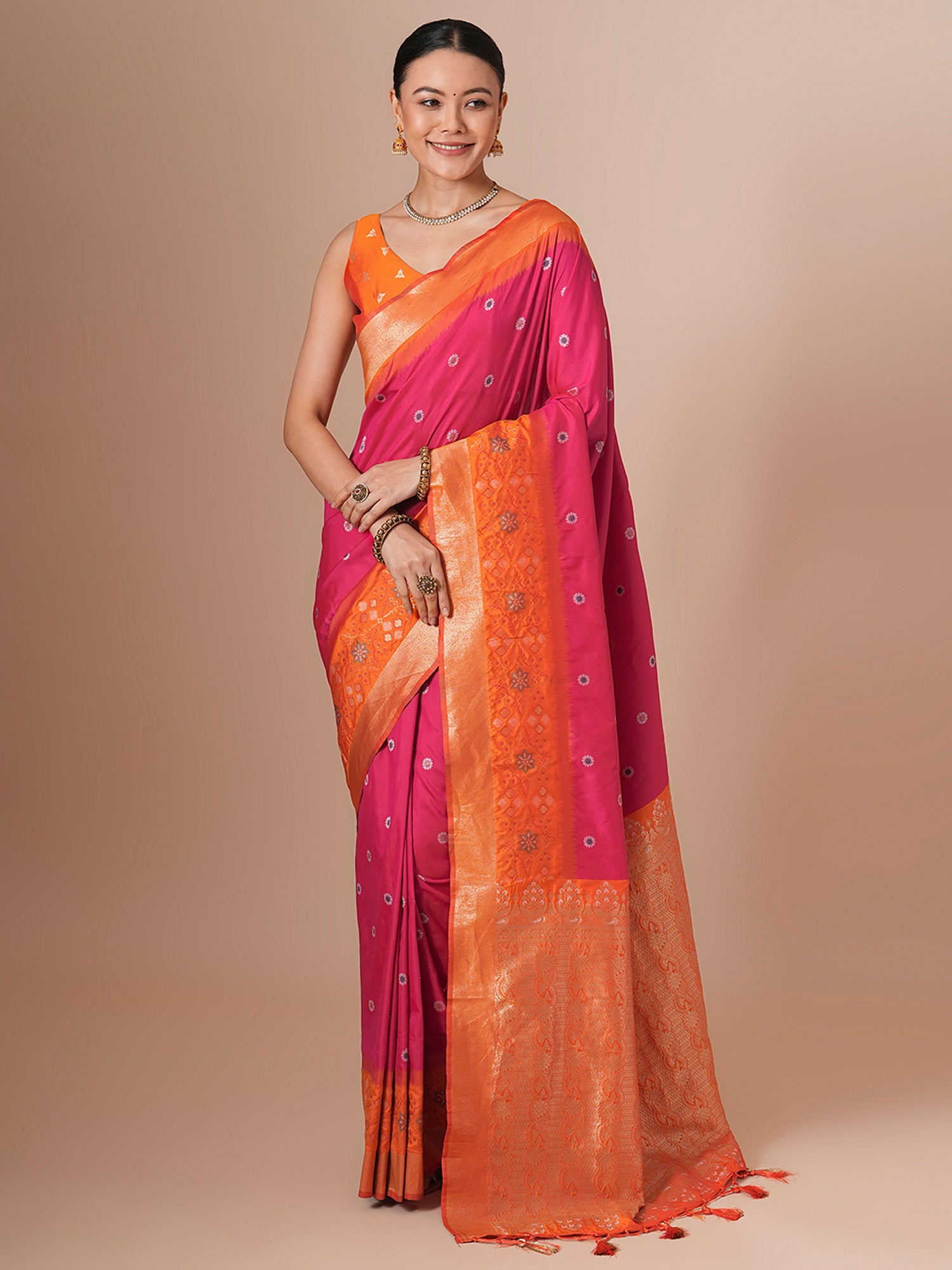 silk blend pink woven design designer saree with blouse piece 28pakhi2804