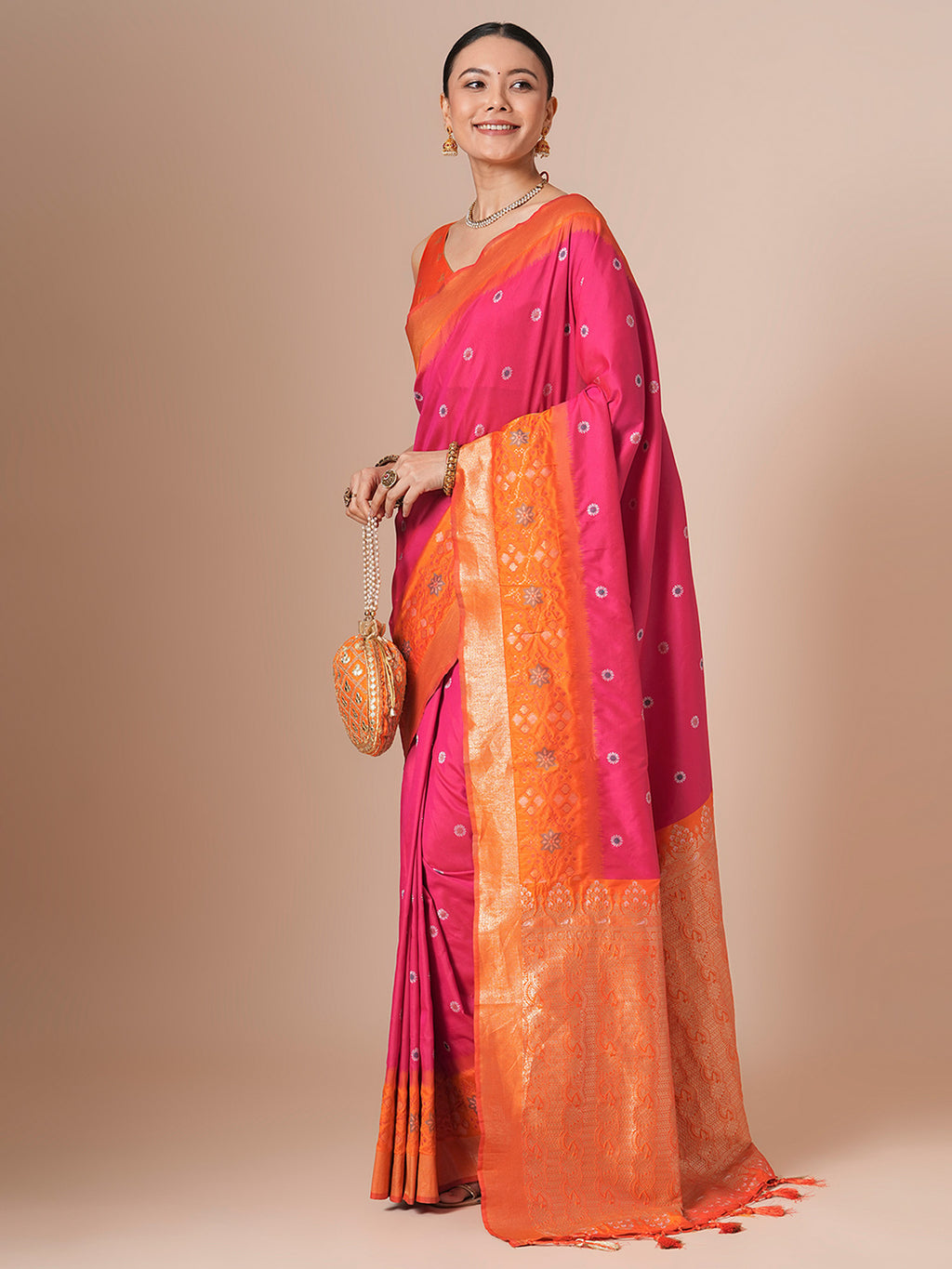 silk blend pink woven design designer saree with blouse piece 28pakhi2804