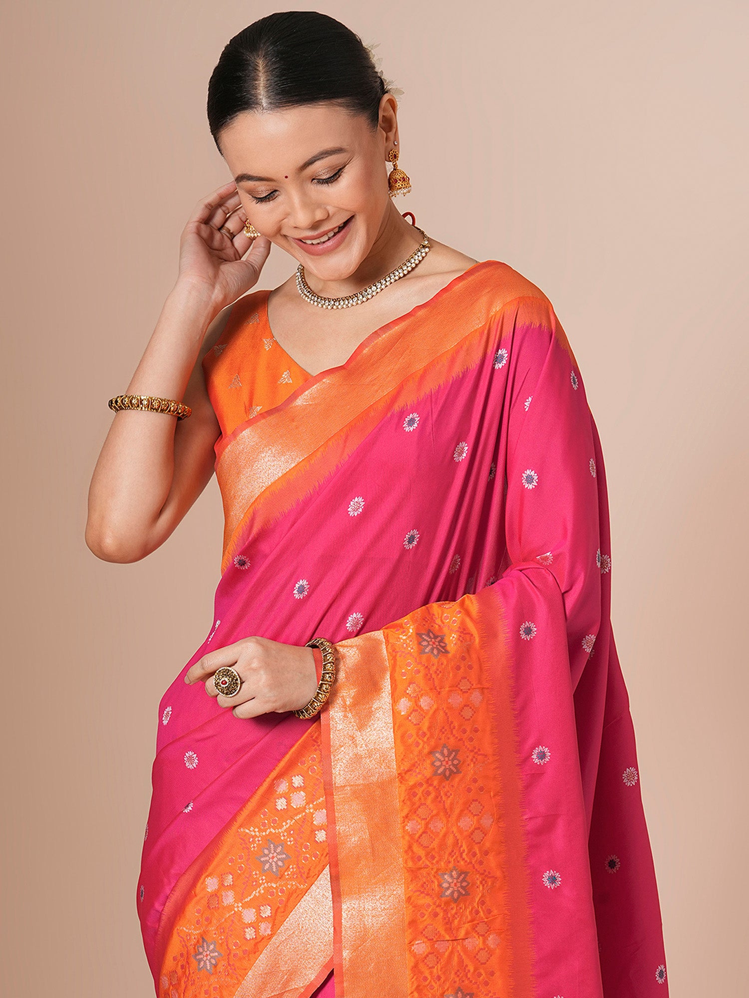 silk blend pink woven design designer saree with blouse piece 28pakhi2804