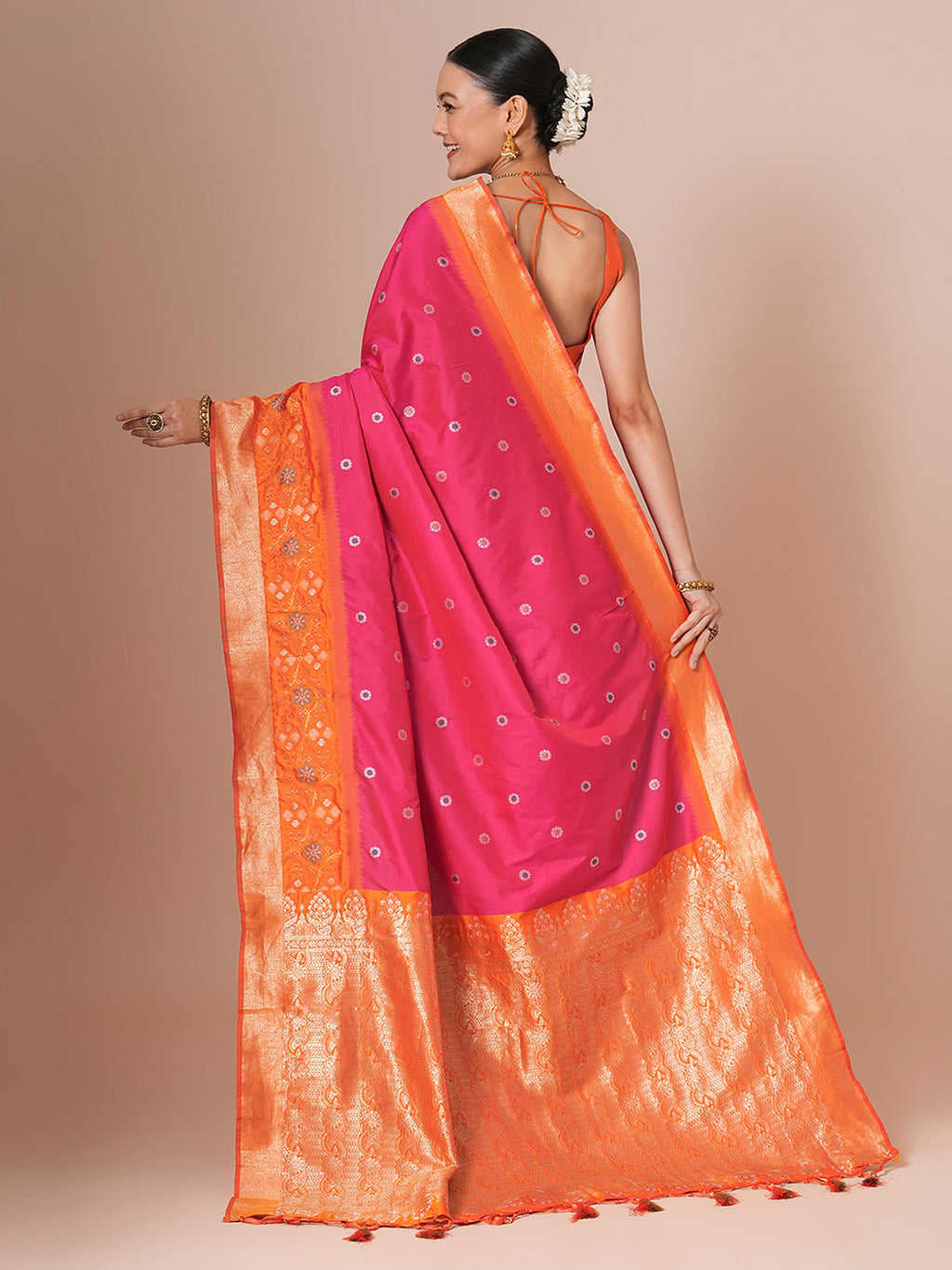 silk blend pink woven design designer saree with blouse piece 28pakhi2804