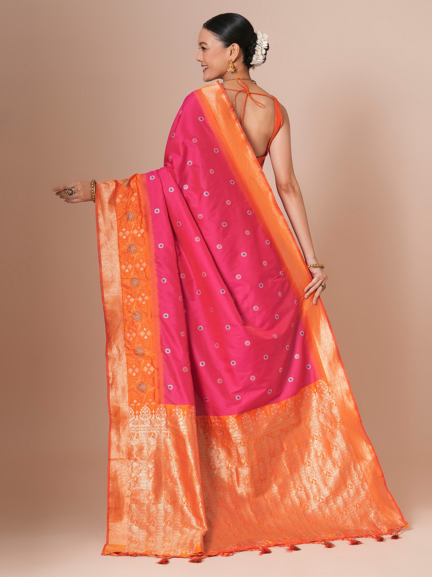 silk blend pink woven design designer saree with blouse piece 28pakhi2804