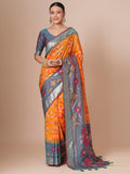 silk blend mustard woven design designer saree with blouse piece 28pakhi2807