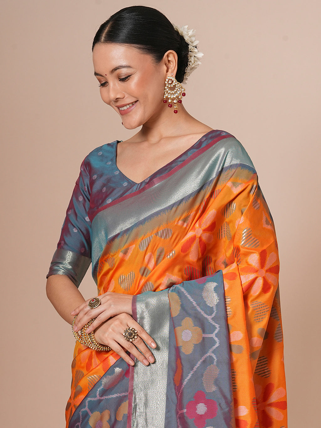 silk blend mustard woven design designer saree with blouse piece 28pakhi2807