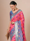 silk blend pink woven design designer saree with blouse piece 28pakhi2808