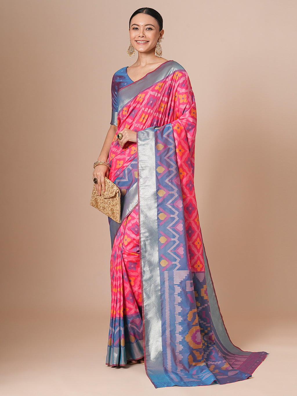 silk blend pink woven design designer saree with blouse piece 28pakhi2808
