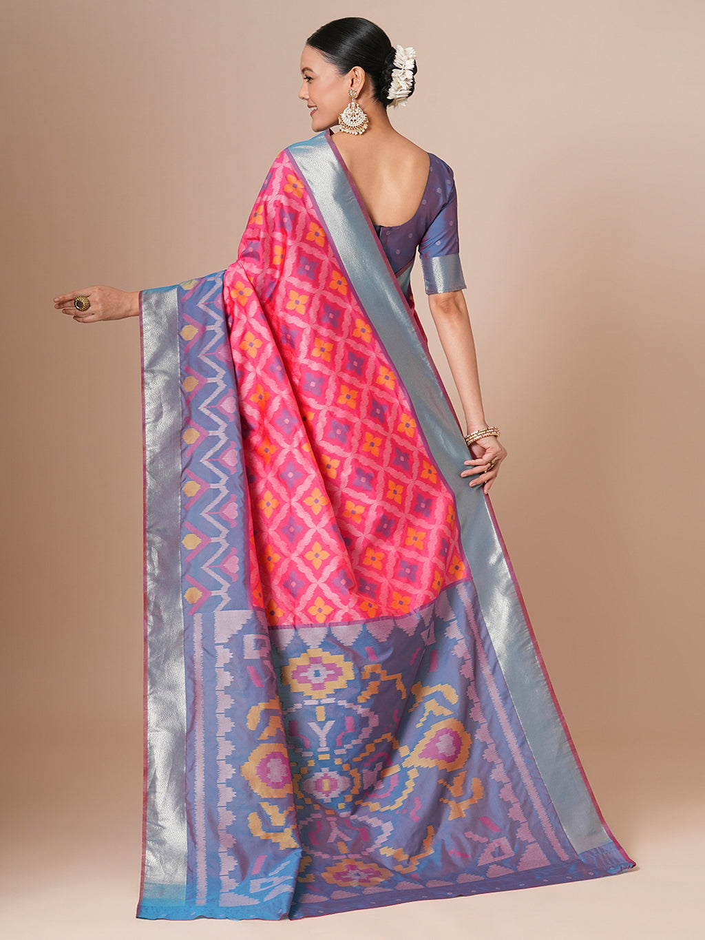 silk blend pink woven design designer saree with blouse piece 28pakhi2808