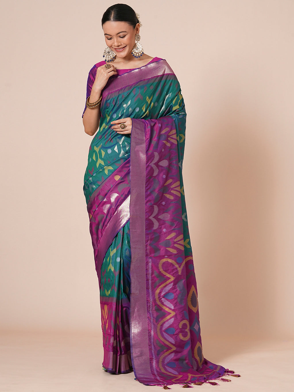 silk blend teal blue woven design designer saree with blouse piece 28pakhi2809
