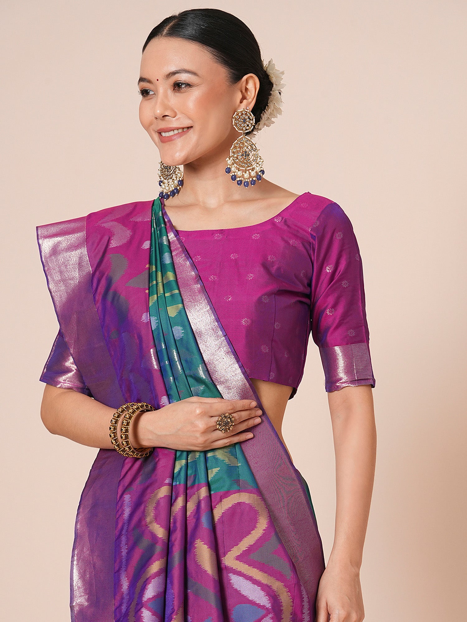 silk blend teal blue woven design designer saree with blouse piece 28pakhi2809