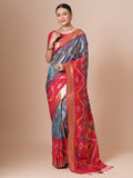 silk blend blue woven design designer saree with blouse piece 28pakhi2810