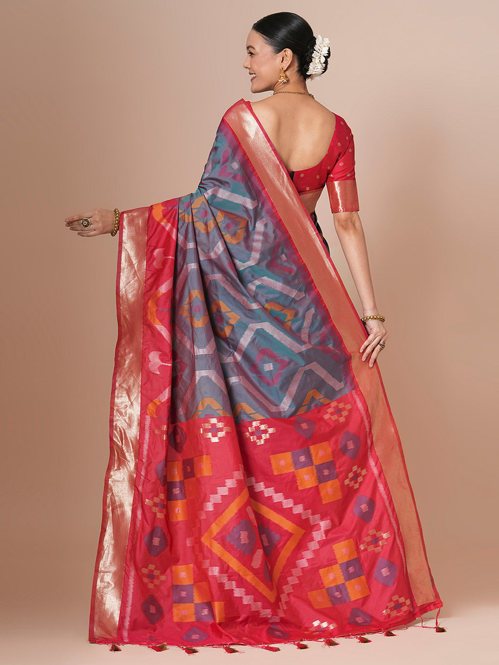 silk blend blue woven design designer saree with blouse piece 28pakhi2810