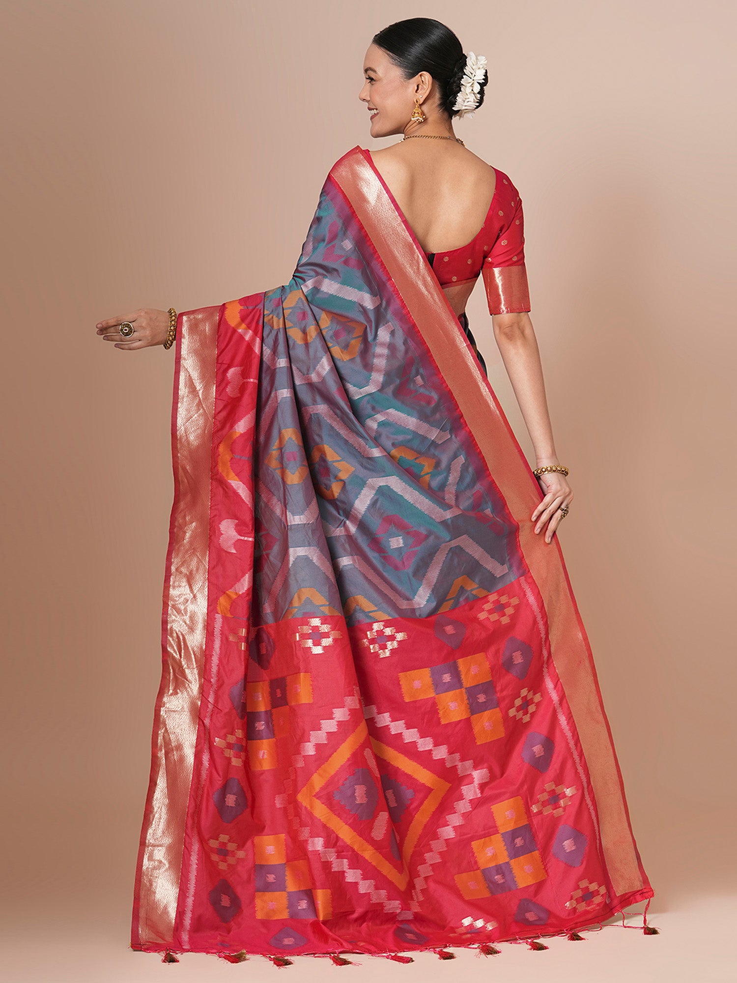 silk blend blue woven design designer saree with blouse piece 28pakhi2810