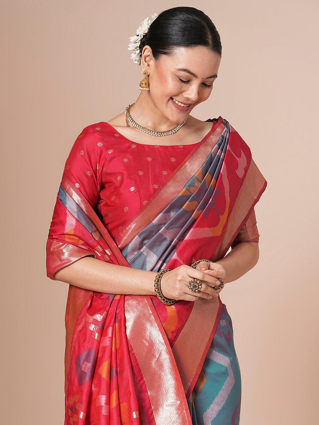 silk blend blue woven design designer saree with blouse piece 28pakhi2810