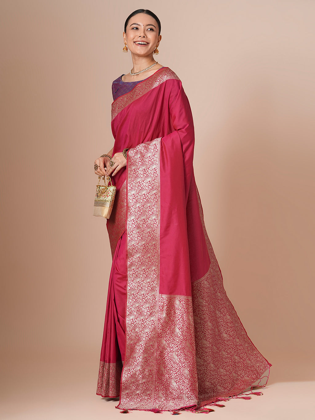 silk blend pink woven design designer saree with blouse piece 29pakhi2901