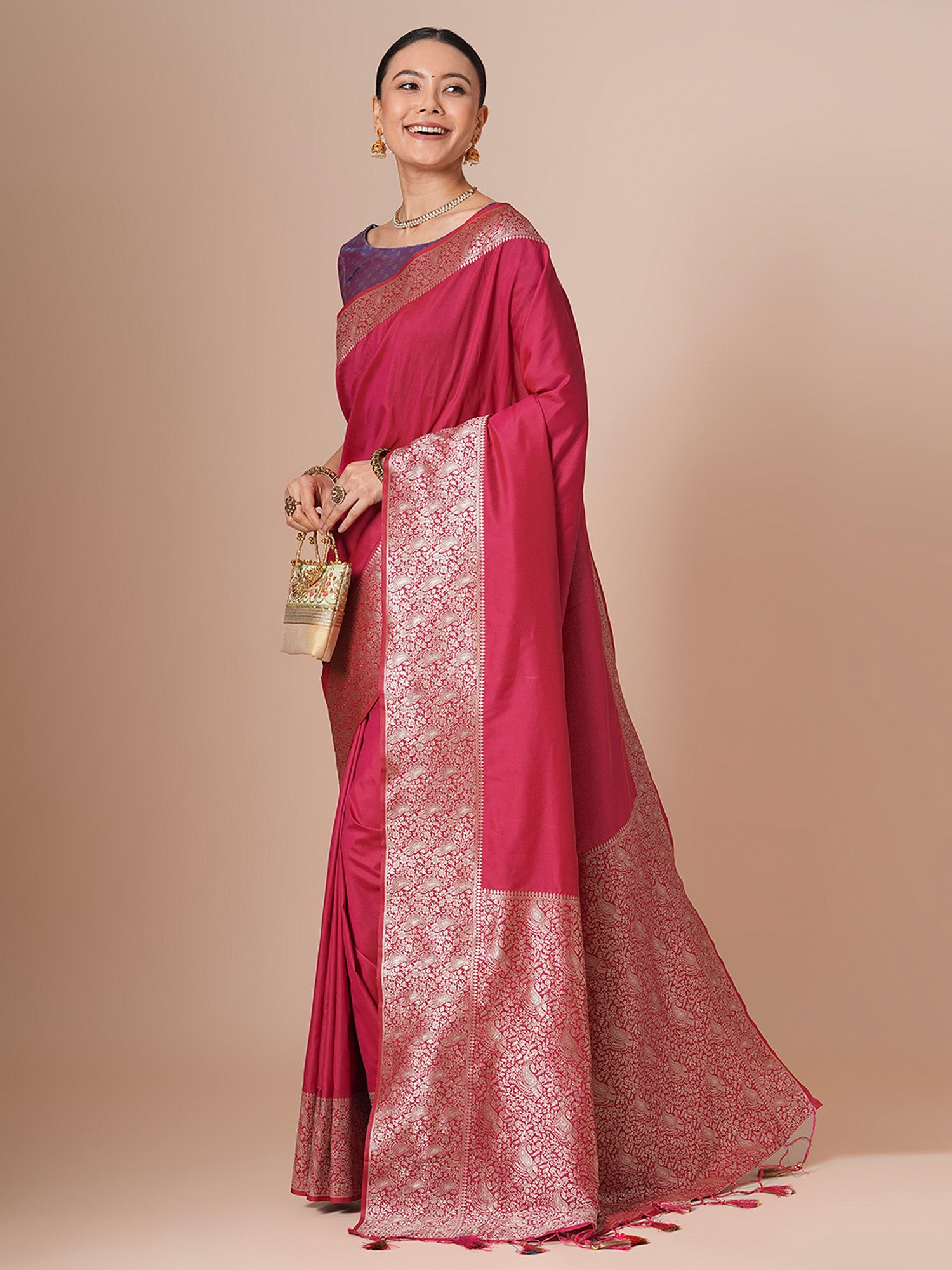 silk blend pink woven design designer saree with blouse piece 29pakhi2901