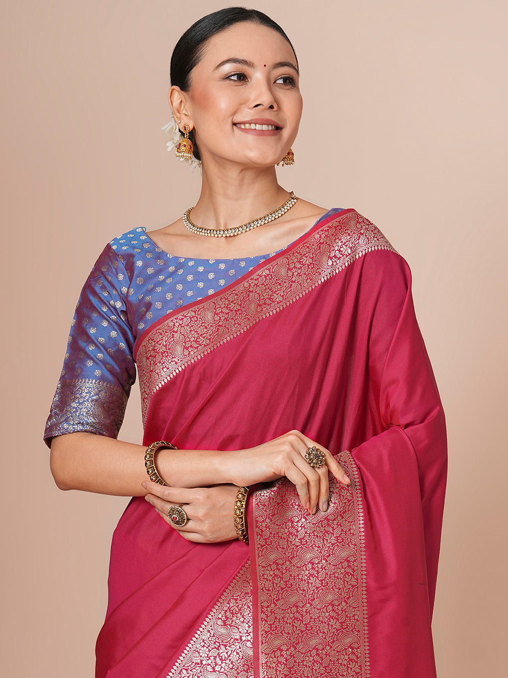 silk blend pink woven design designer saree with blouse piece 29pakhi2901