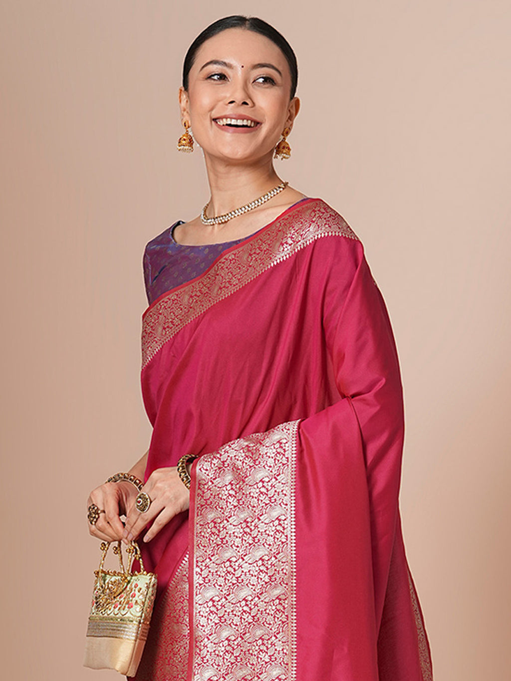 silk blend pink woven design designer saree with blouse piece 29pakhi2901
