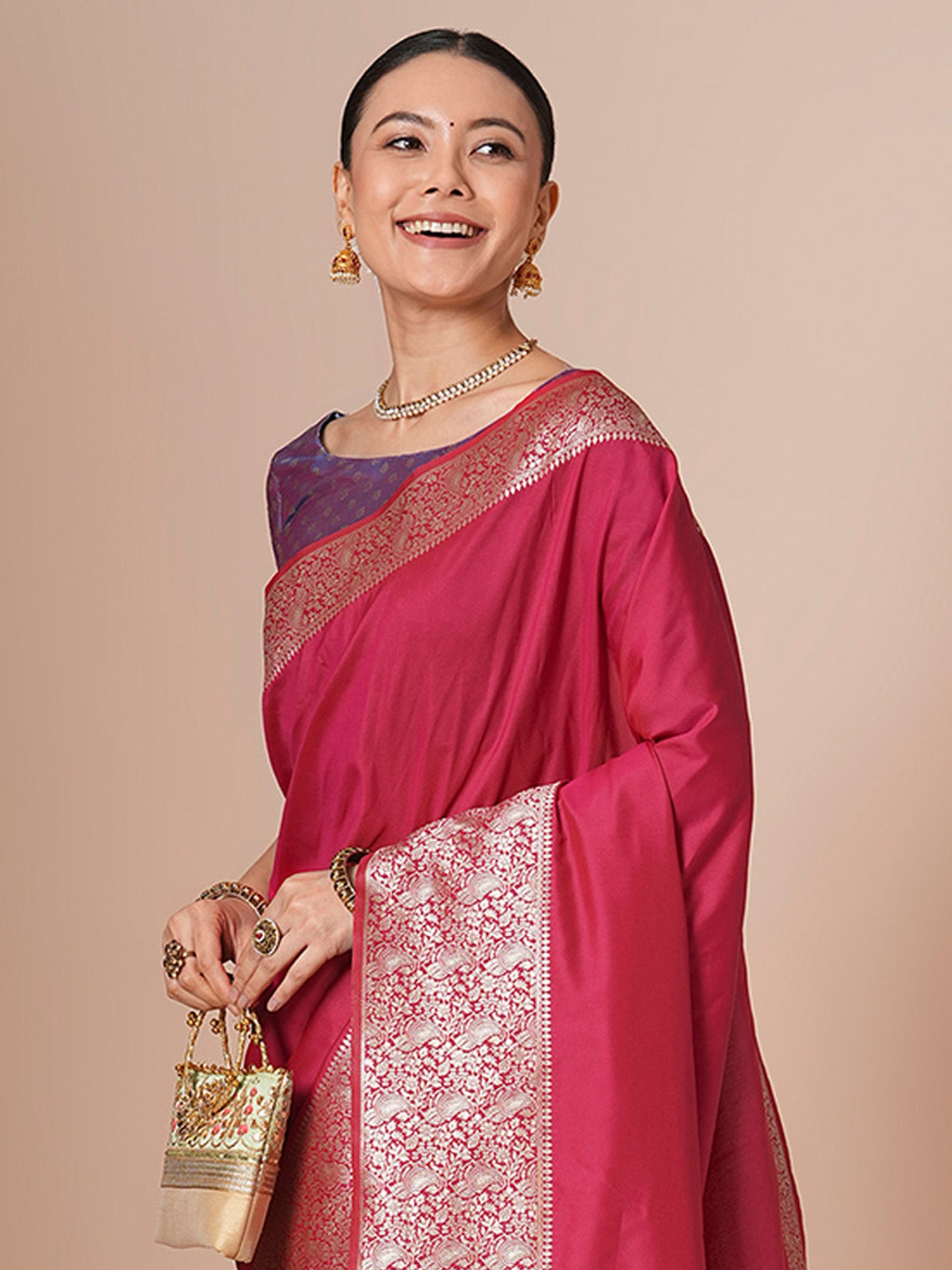 silk blend pink woven design designer saree with blouse piece 29pakhi2901