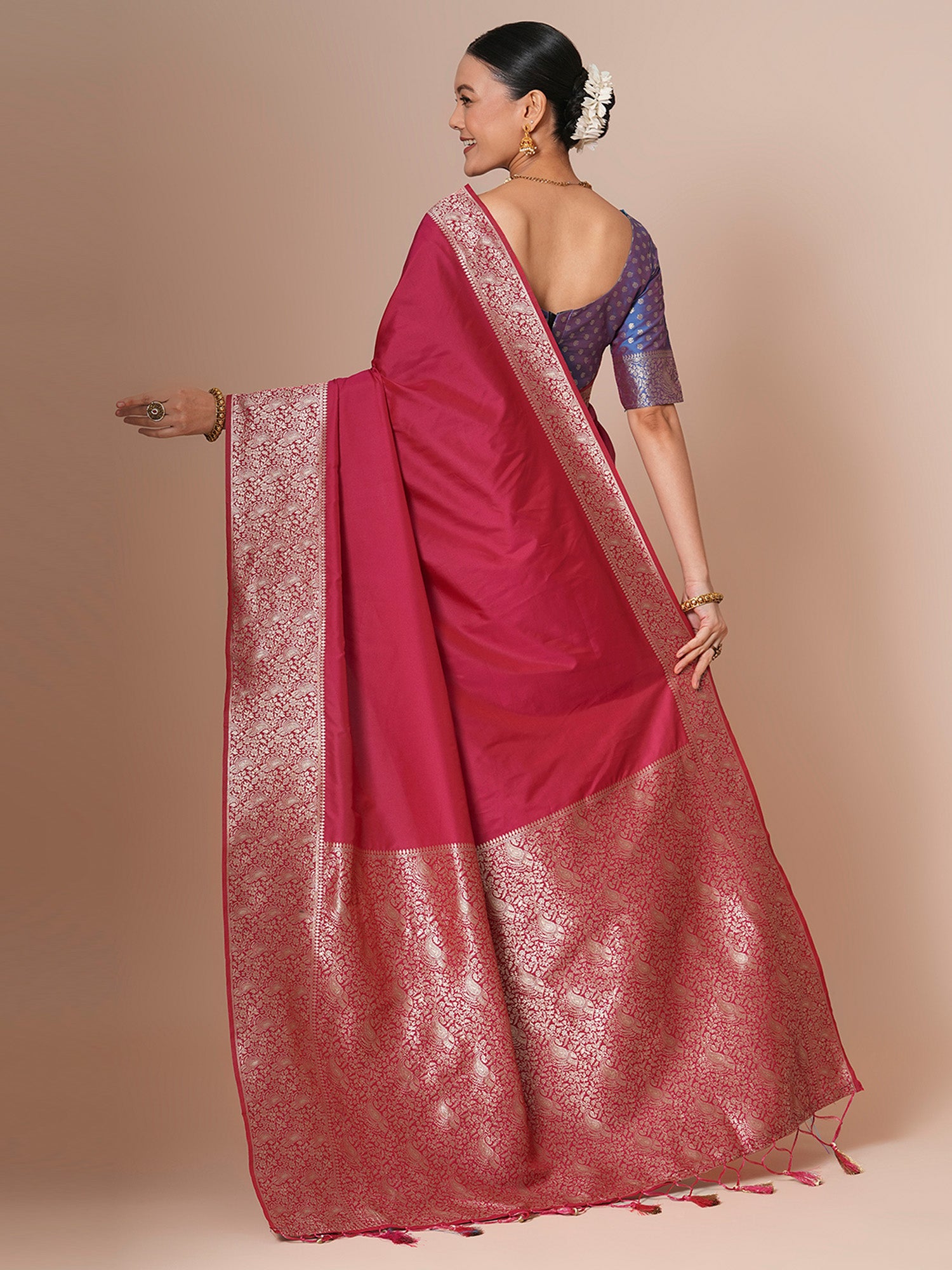 silk blend pink woven design designer saree with blouse piece 29pakhi2901