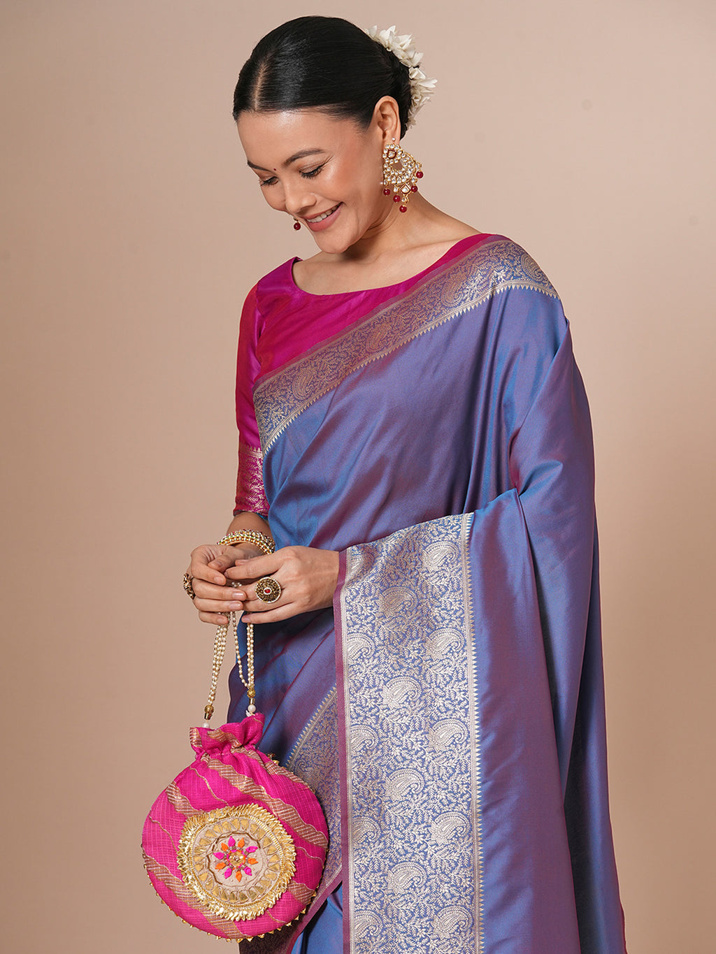 silk blend lavender woven design designer saree with blouse piece 29pakhi2902