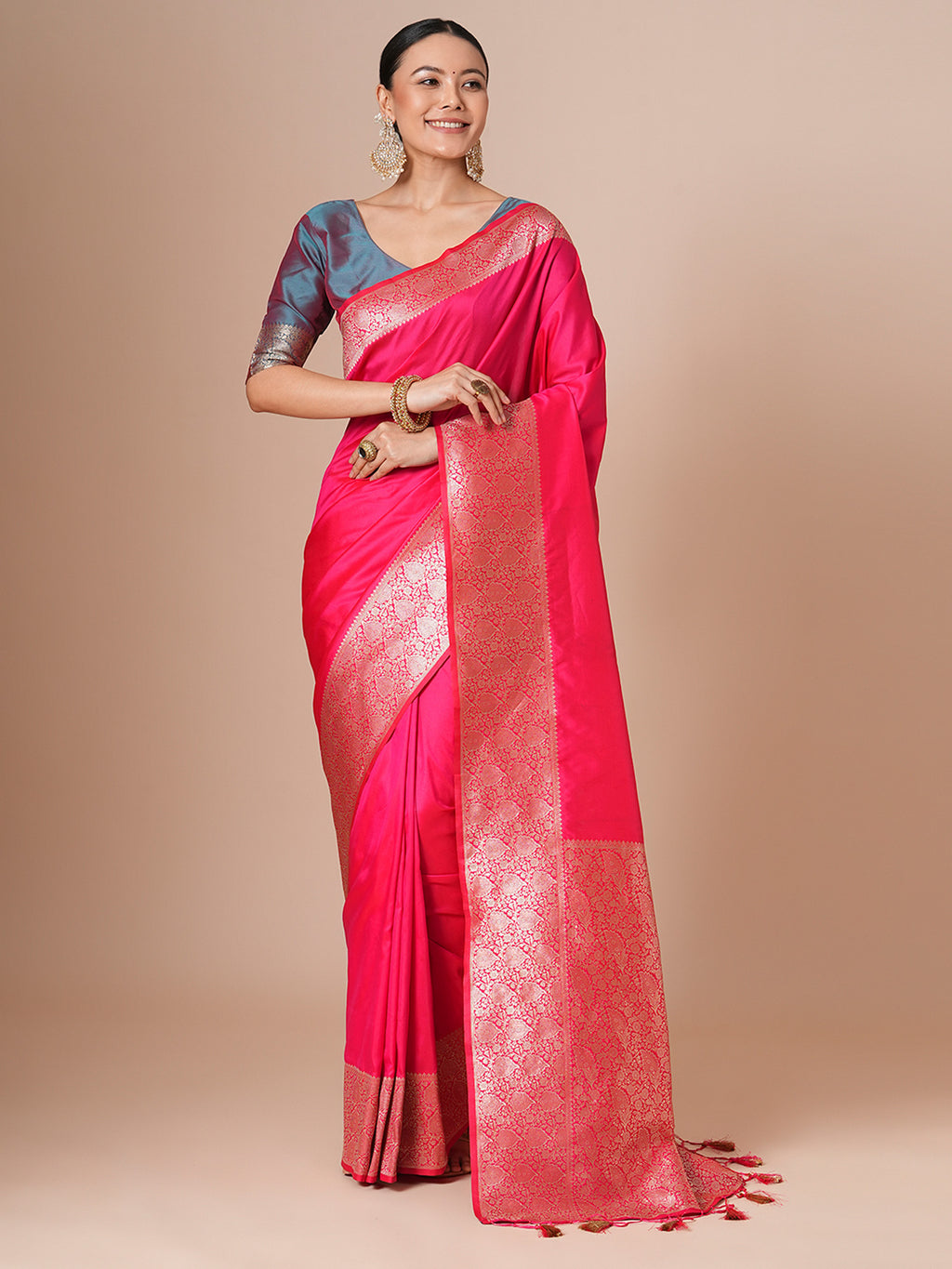 silk blend pink woven design designer saree with blouse piece 29pakhi2903